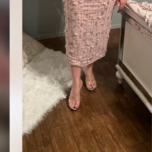 Mac Duggal Pink Embellished Midi Dress